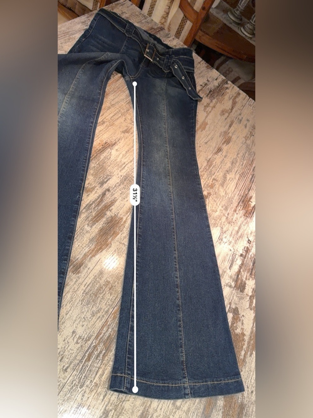 SHEIN Women's Flare Leg Belted Jean Impeccable Condition Size 32 - Picture 9 of 13